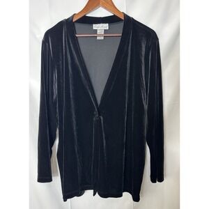 Vintage Womens Oversized‎ Velvet Blazer Top Size 1X Black Whimsigoth Witchy Vamp